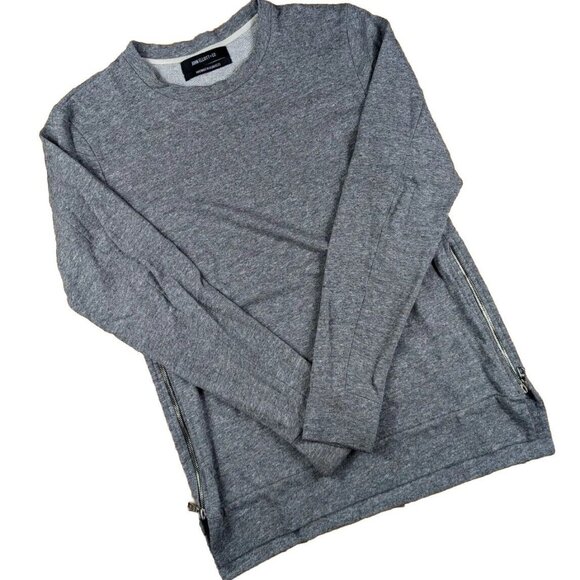 John Elliot Side Zipper Crewneck Sweater Grey Size medium Hidden Pocket - Picture 1 of 7